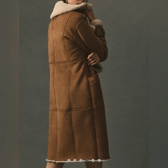 Avec Les Filles Faux Shearling Coat Brown size Large - Picture 2 of 16